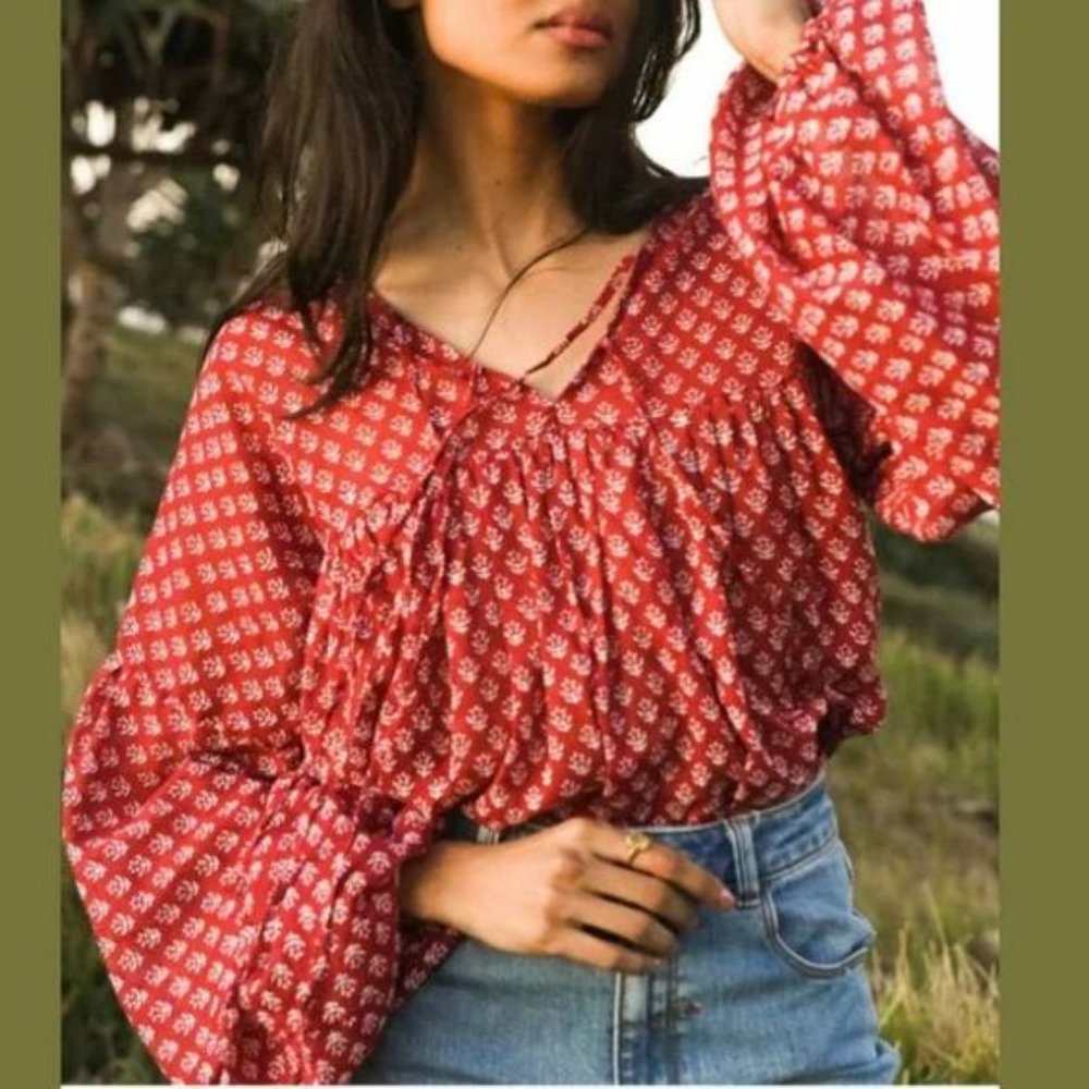 Daughters of India Rashmi Blouse in Crimson Size XS